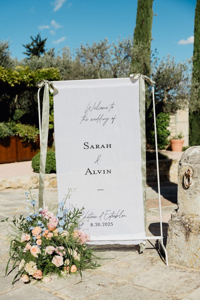 Tissu de bienvenue mariage