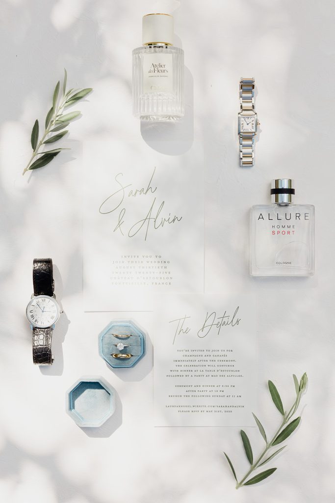 Flatlay accessoires mariage