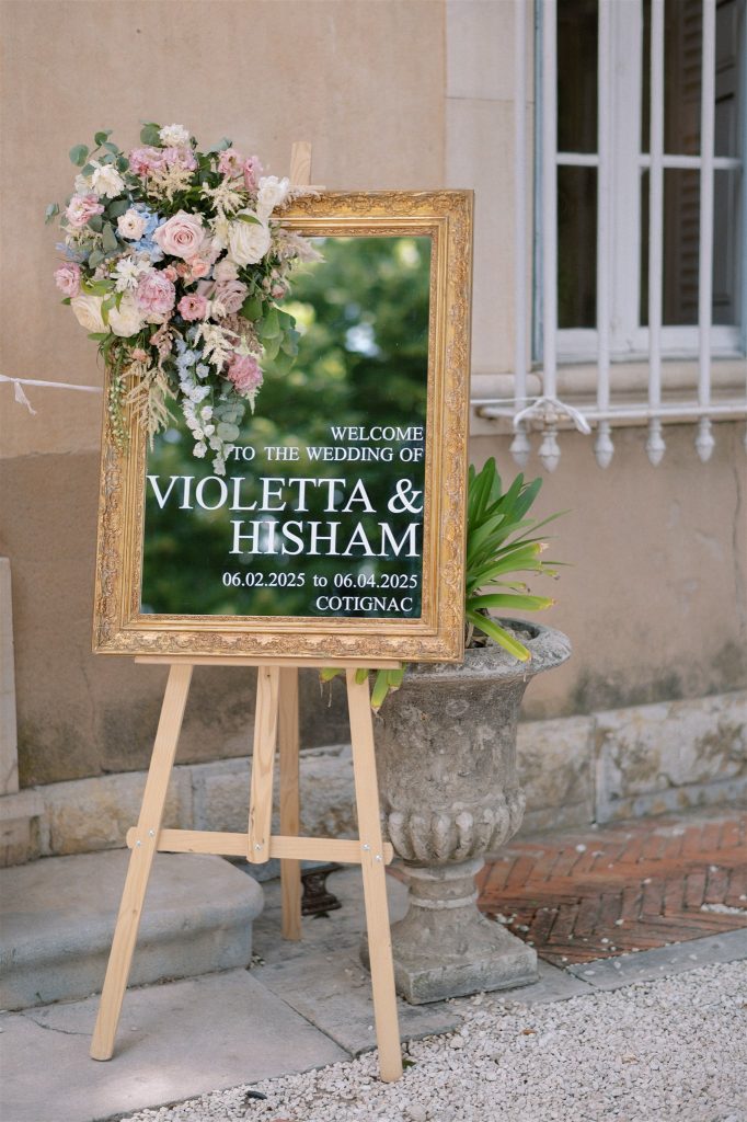 Miroir doré mariage