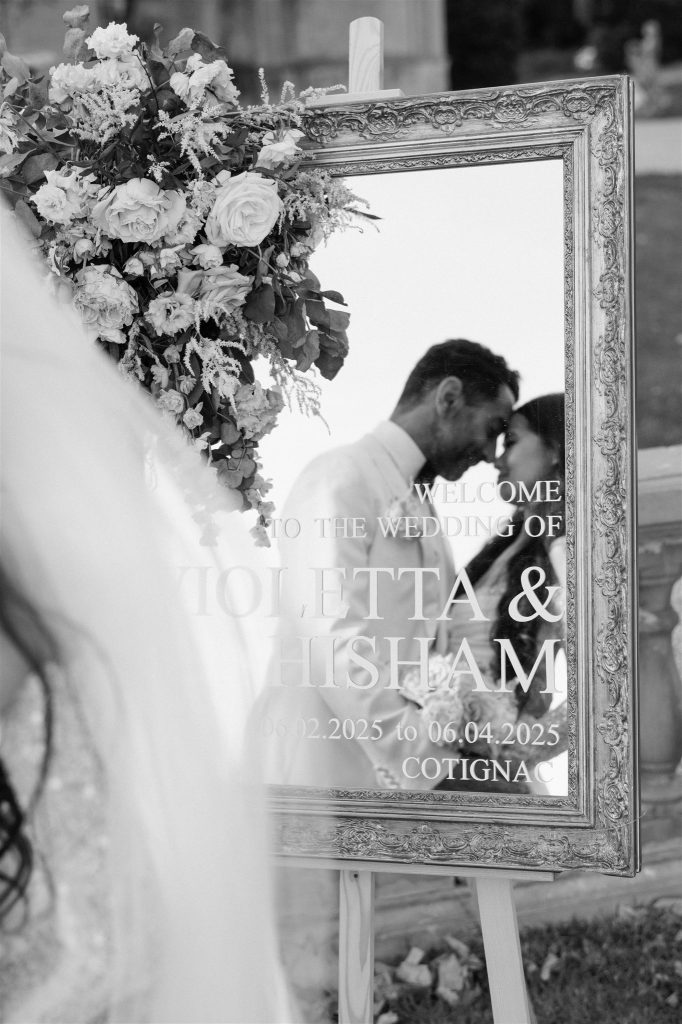 Miroir pour panneau de bienvenue mariage